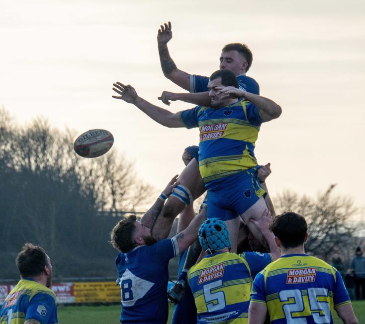 Aberaeron win lineout ball. Picture William John